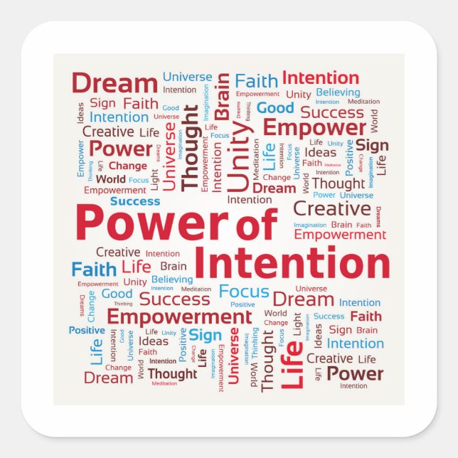 Power of Intention Word Cloud Success Colourful Square Sticker (Front)