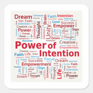 Power of Intention Word Cloud Success Colourful Square Sticker