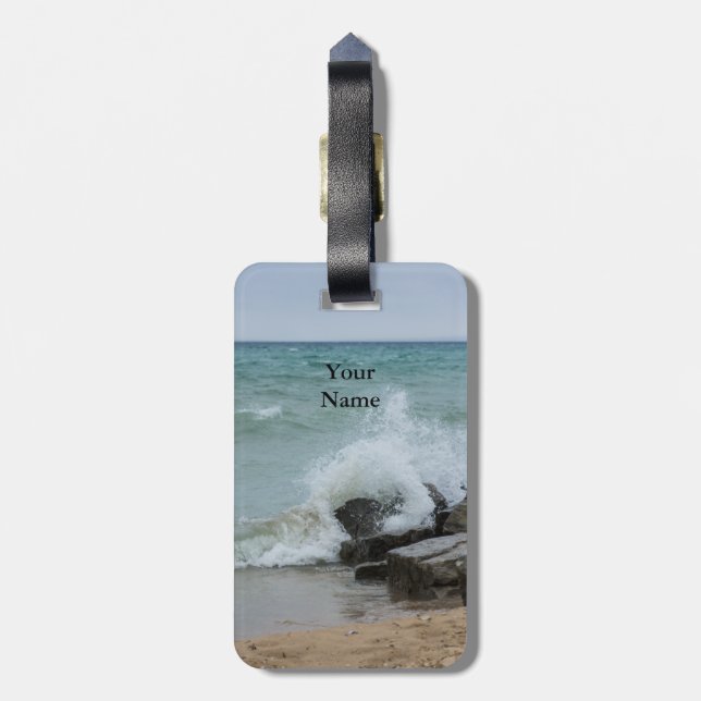 Power Of Lake Huron Luggage Tag (Back Vertical)