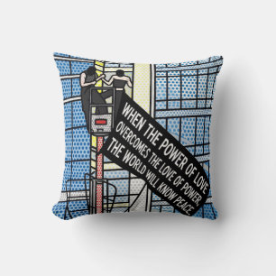 Power of Love Inspirational Peace Quote Comic Cushion