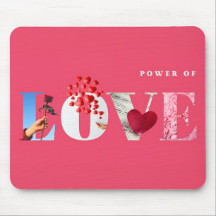 Power of Love Quote Romantic Hot Pink Anniversary Mouse Mat
