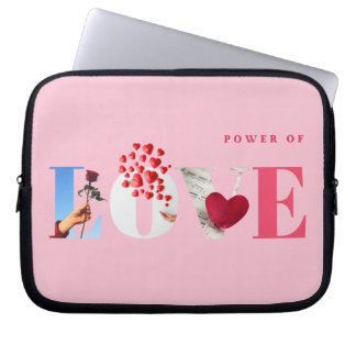 Power of Love Quote Romantic Soft Light Pink Laptop Sleeve