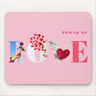 Power of Love Quote Romantic Soft Light Pink Mouse Mat
