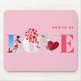 Power of Love Quote Romantic Soft Light Pink Mouse Mat