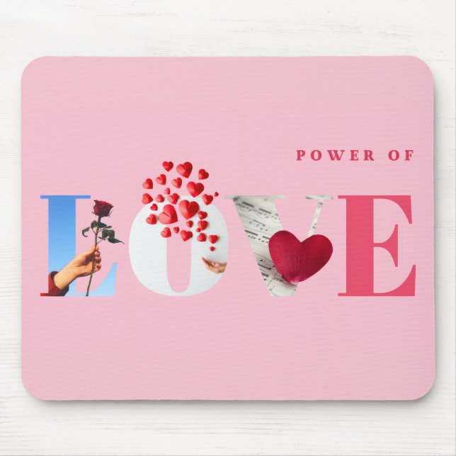Power of Love Quote Romantic Soft Light Pink Mouse Mat (Front)