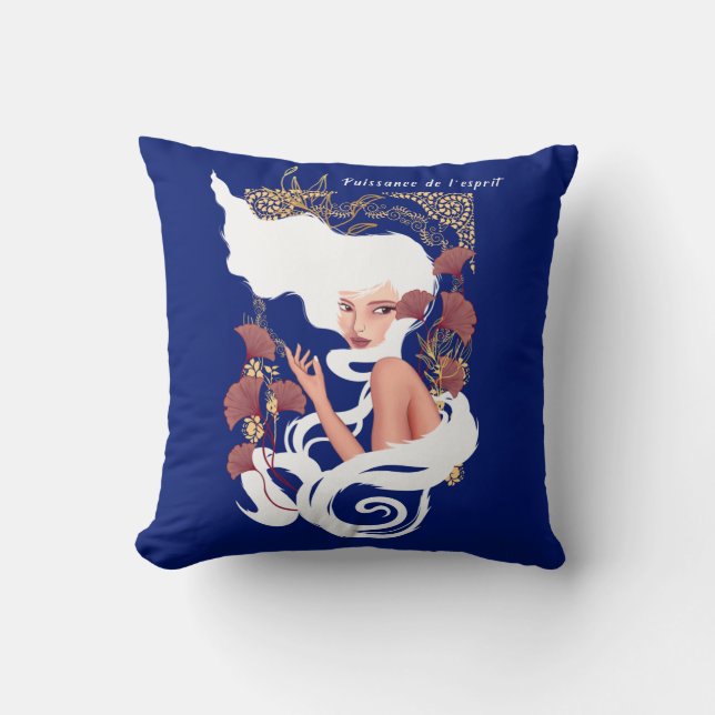 Power Of Mind Art Nouveau Floral Artwork Cushion (Front)