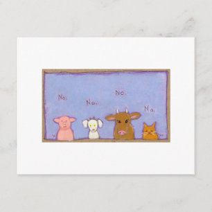 Power of No negative pig goat cow cat animal art Invitation
