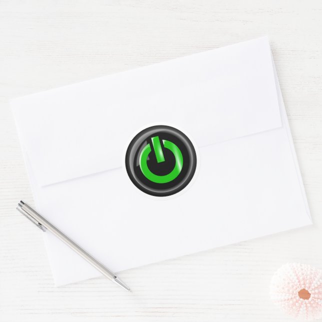Power On Symbol Classic Round Sticker (Envelope)