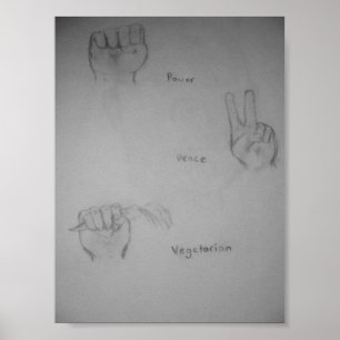 Power, Peace, Vegetarian Original Artwork Poster