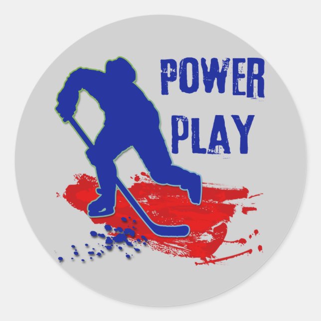 POWER PLAY HOCKEY CLASSIC ROUND STICKER (Front)