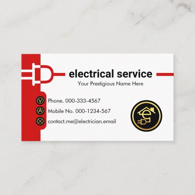 Power Plug Electric Supply Line Business Card (Front)