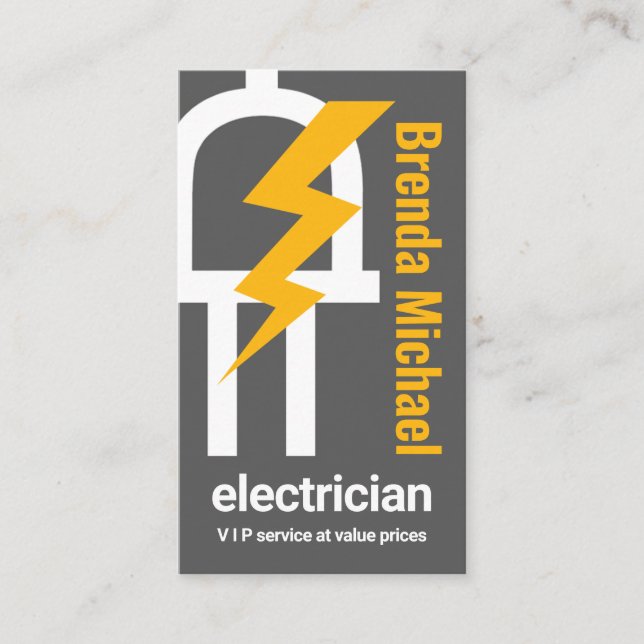 Power Plug Electrical Charge Powers Business Card (Front)