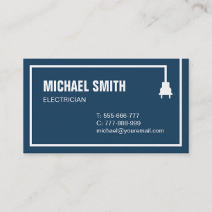 Power Plug Wire Border Electrician Dark Blue Business Card