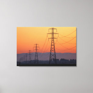 Power Pylons at Sunset Canvas Print