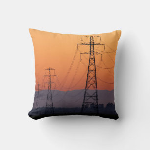 Power Pylons at Sunset Cushion