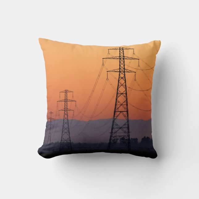 Power Pylons at Sunset Cushion (Front)