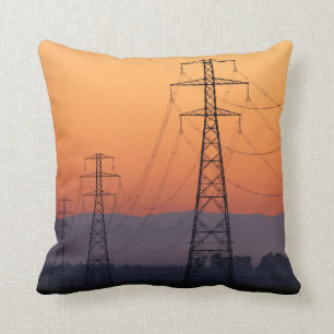 Power Pylons at Sunset Cushion