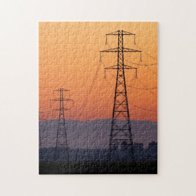 Power Pylons at Sunset Jigsaw Puzzle (Vertical)
