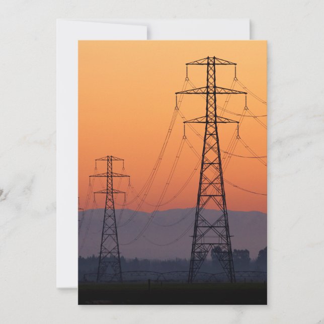 Power Pylons at Sunset Thank You Card (Front)