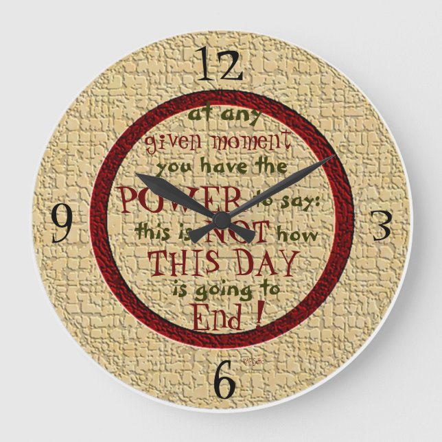 Power Quote Graphics Art Large Clock (Front)