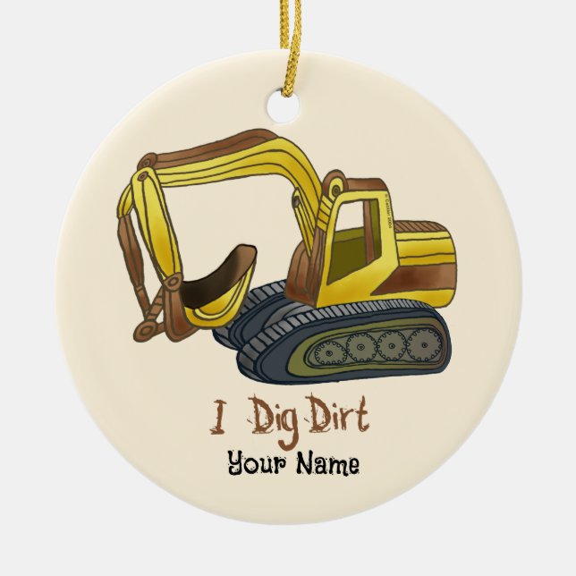 Power Shovel Dig Dirt  Ceramic Tree Decoration (Front)