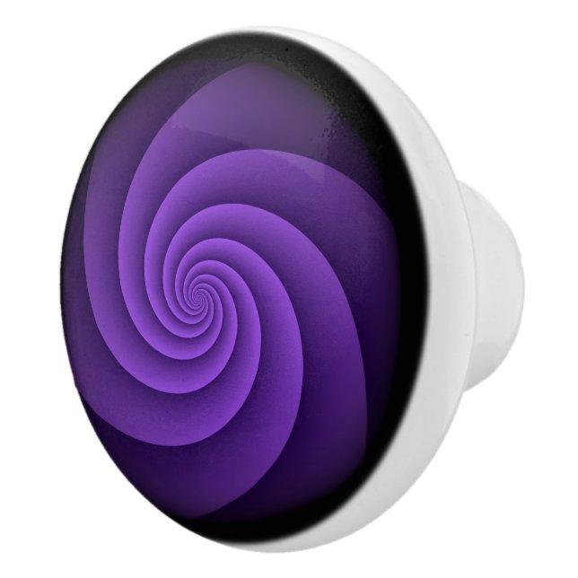 Power Spirals Fractal - violet + your ideas Ceramic Knob (Right)