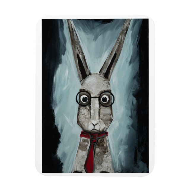 Power Tie. A rabbit with eye glasses and a red tie Magnet (Vertical)