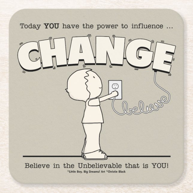 Power To Change Square Paper Coaster (Front)