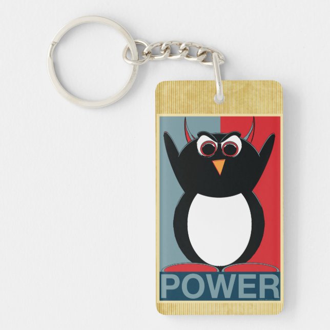 Power to the Evil Penguin Key Ring (Front)