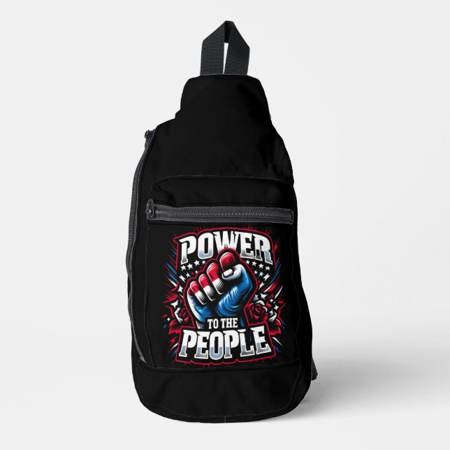 Power to the People Fist Drawing Sling Bag (Front)