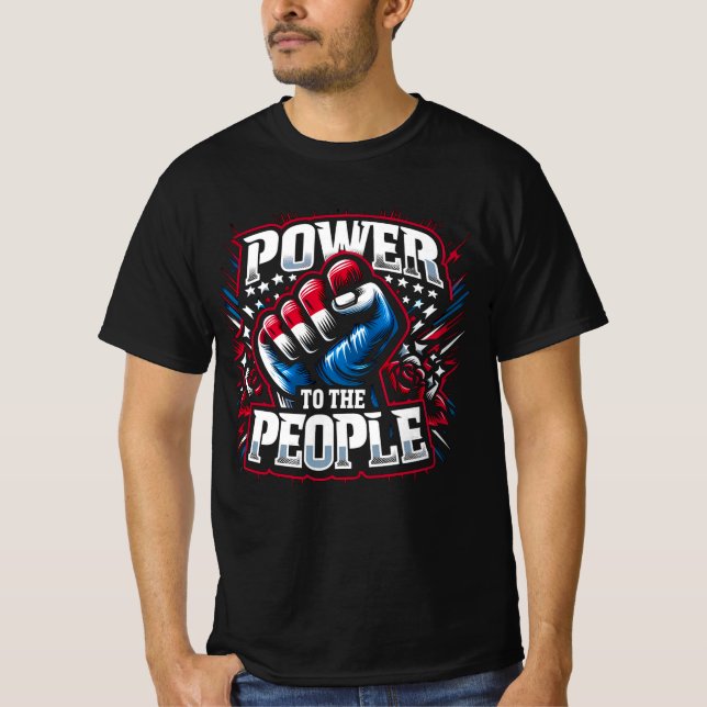 Power to the People Fist Drawing T-Shirt (Front)