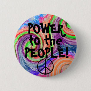 Power To The People-Groovy 6 Cm Round Badge