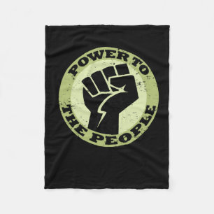 Power To The People Vintage Sticker Fleece Blanket