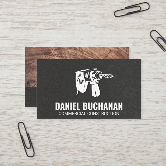 Power Tools |  Textured Wall and Wood Business Card (Front/Back In Situ)