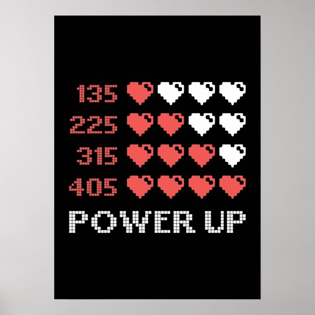 Power Up Bar, Funny, Gamer, Retro, Geek, Nerd Poster (Front)
