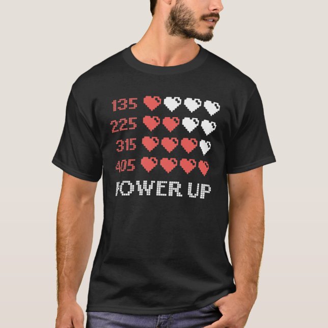 Power Up Bar, Funny, Gamer, Retro, Geek, Nerd T-Shirt (Front)