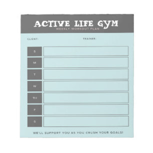Power Up: Blue & Black Weekly Workout Plan Notepad