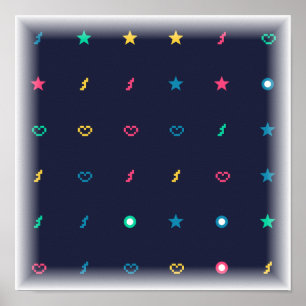 Power-Up Icons Pattern - 8-Bit Video Game Art Poster