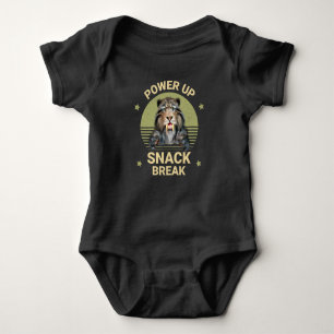 Power Up Snack Break Sabertooth Tiger Baby Bodysuit