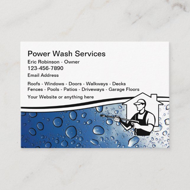 Power Wash And Pressure Cleaning Services Business Card (Front)