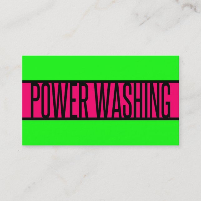 Power Washing Neon Green and Hot Pink Business Card (Front)