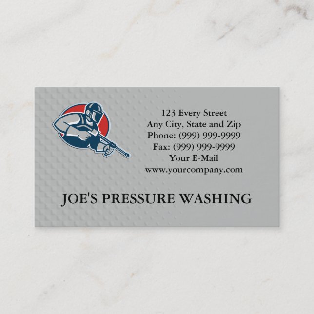 Power Washing Pressure Water Blaster Worker Business Card (Front)