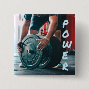 Power Weight Lifting Gym Health 15 Cm Square Badge