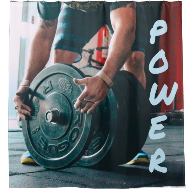 Power Weight Lifting Gym Health Shower Curtain (Front)