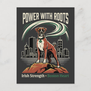 Power With Roots Boxer Boston Postcard