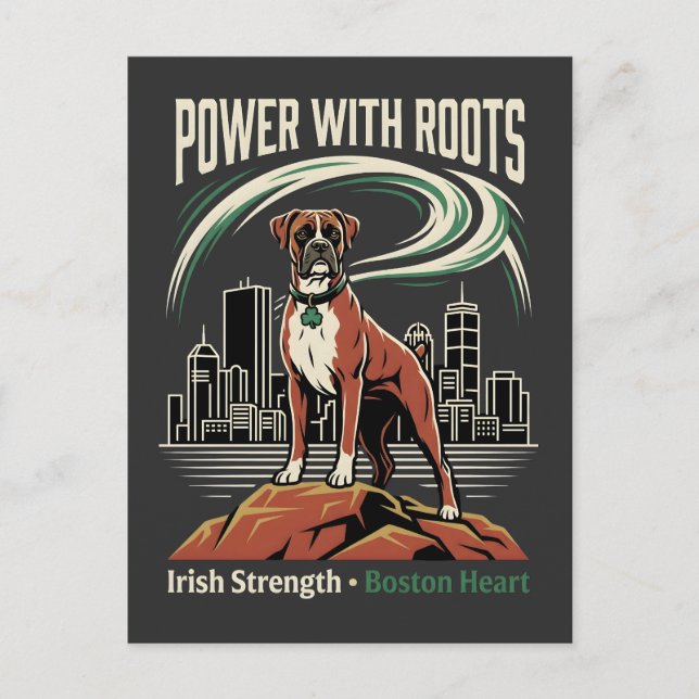 Power With Roots Boxer Boston Postcard (Front)