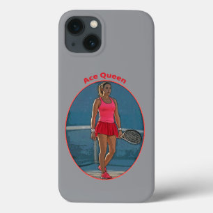 Power Woman Tennis Player Holding her Racket URM iPhone 13 Case