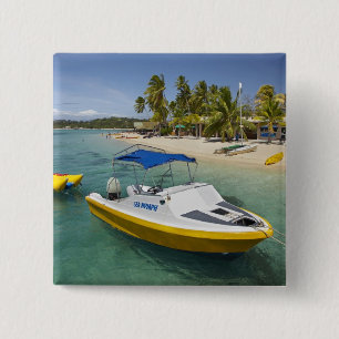 Powerboat and banana boat 15 cm square badge
