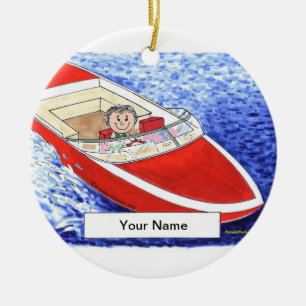 Powerboat - Female Ceramic Tree Decoration