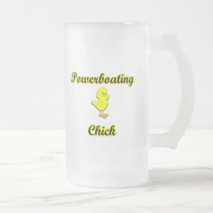 Powerboating Chick Frosted Glass Beer Mug